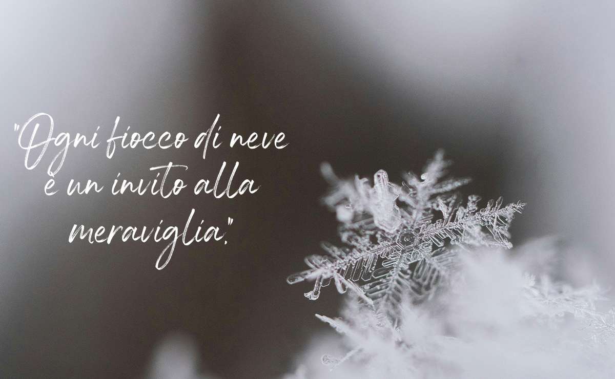 immagine di un fiocco di neve fa da sfondo a frase sulla neve 